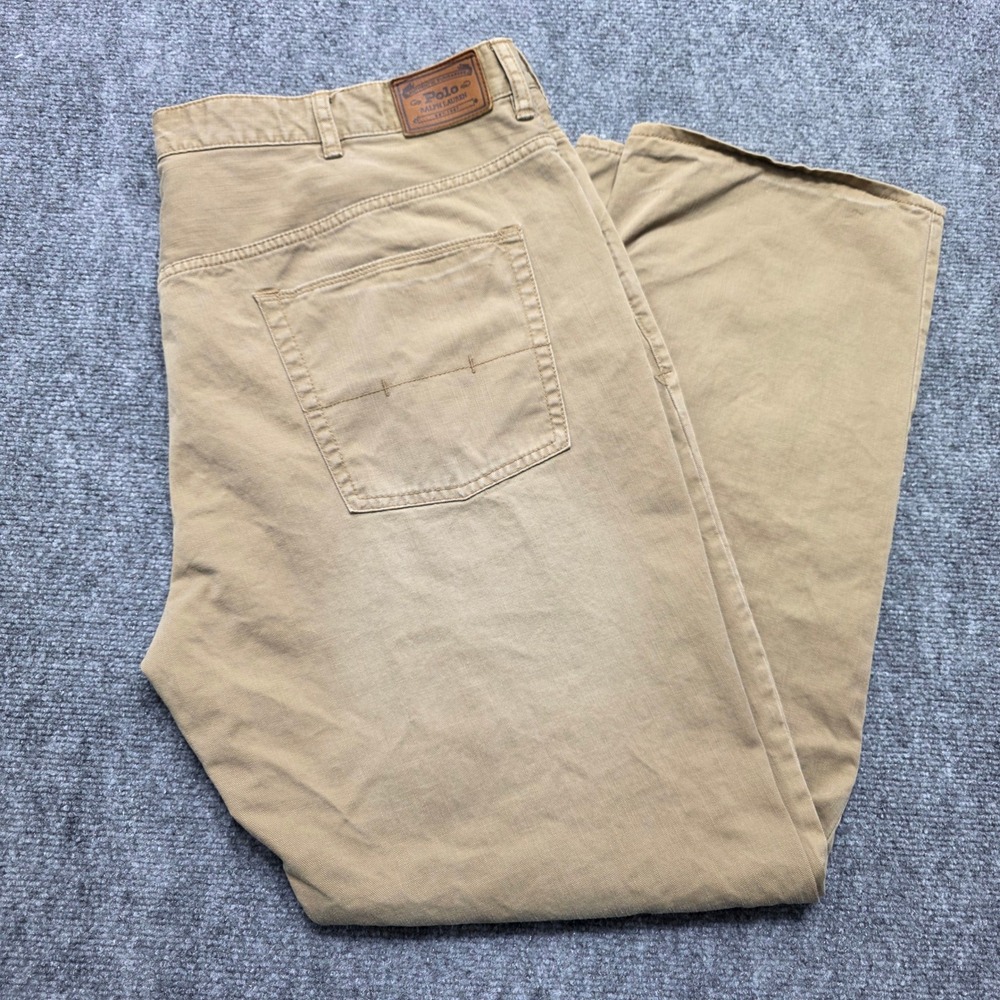 Polo Ralph Lauren Authentic Dungarees Tan Khaki Twill Pants 44x32 Big Tall Work
